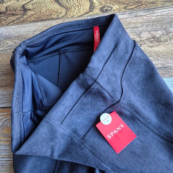 NWT SPANX Faux Suede Ankle Legging Seamed Pull-On Stretch Classic Navy - Picture 5 of 11